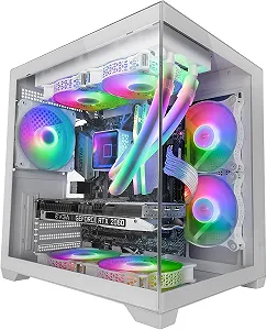 Корпус для ПК Mars Gaming MC-VIEW2 / Micro-ATX / Без БП / 1x120mm FRGB / USB 3.0 / Белый - Фото 1