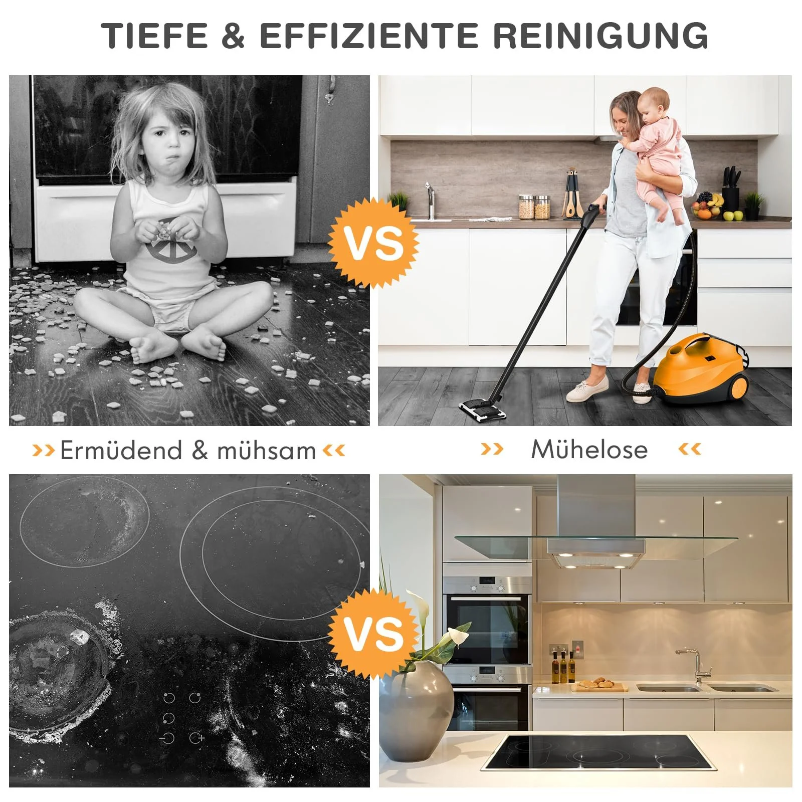 Пароочисник для підлоги GOPLUS 2000 Вт 1,5 л 4,0 бар Помаранчевий, фото №2 Пароочисник для підлоги GOPLUS 2000 Вт 1,5 л 4,0 бар Помаранчевий, фото №2