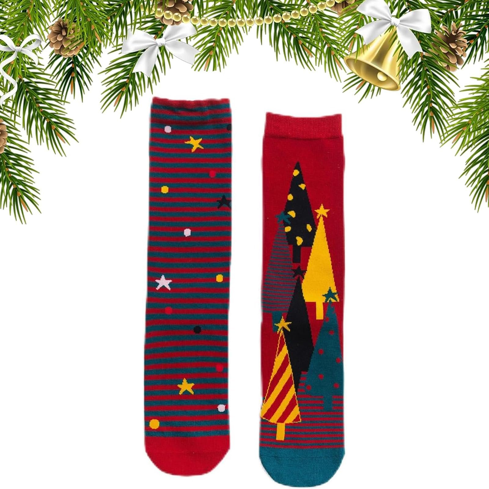 Рождественские носки DeBizz с рождественским мотивом Унисекс Хлопковые носки Разные цвета Один размер, фото №1