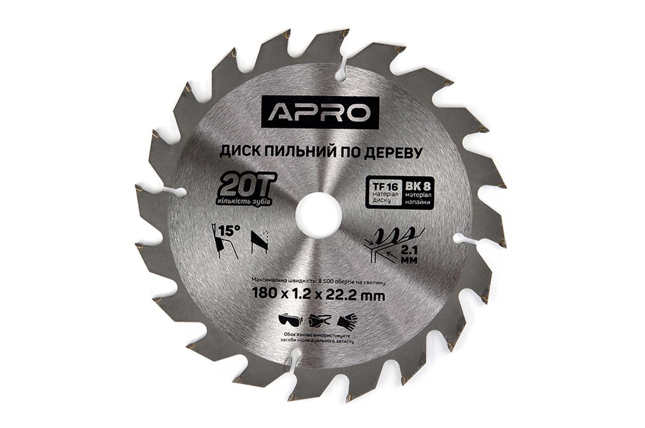 Диск пильный по дереву Apro 180 x 22,220мм 20T, фото №1