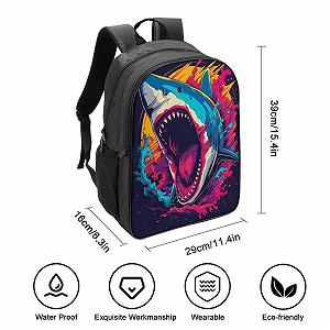 Ранець RSIUUODNF Shark 3D Дитячий Великі кишені 40x28x16 см synthetic.ua - Фото 1
