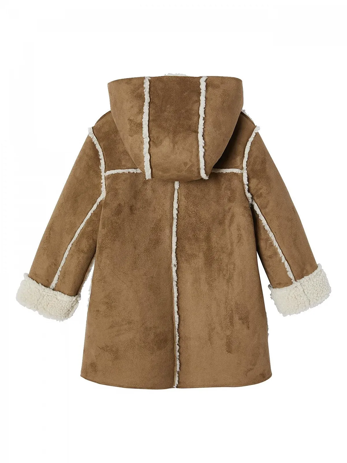 Пальто для девочки VERTBAUDET с капюшоном, вид овчины, фото №2