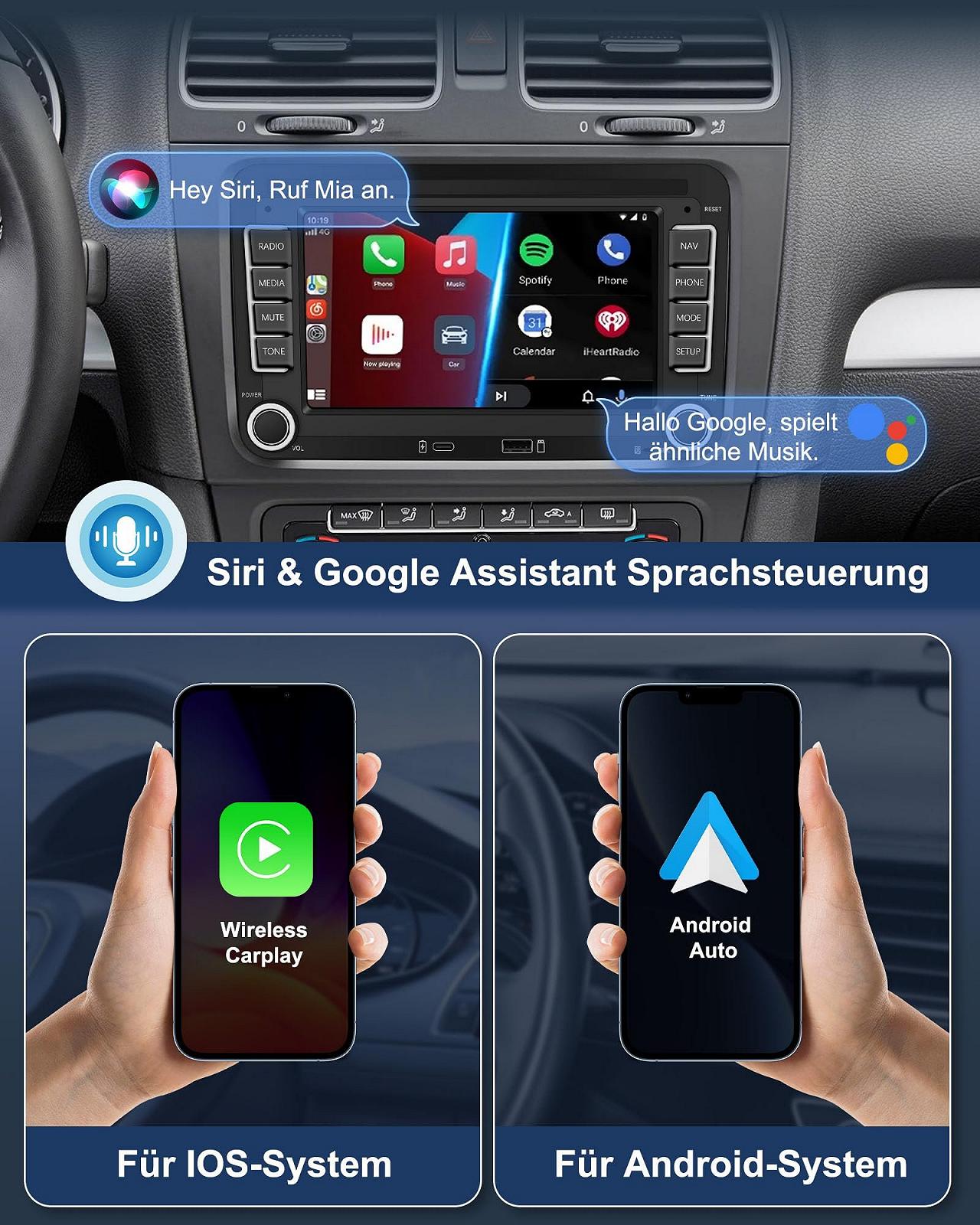 Автомагнитола Ledio для VW Golf 5 6 T5 Polo 6r Caddy Passat Touran Seat с экраном, WLAN FM/AM Dab Radio, Apple Carplay Android Car Mirrorlink 2Din 7 дюймов Android 14 GPS, фото №2