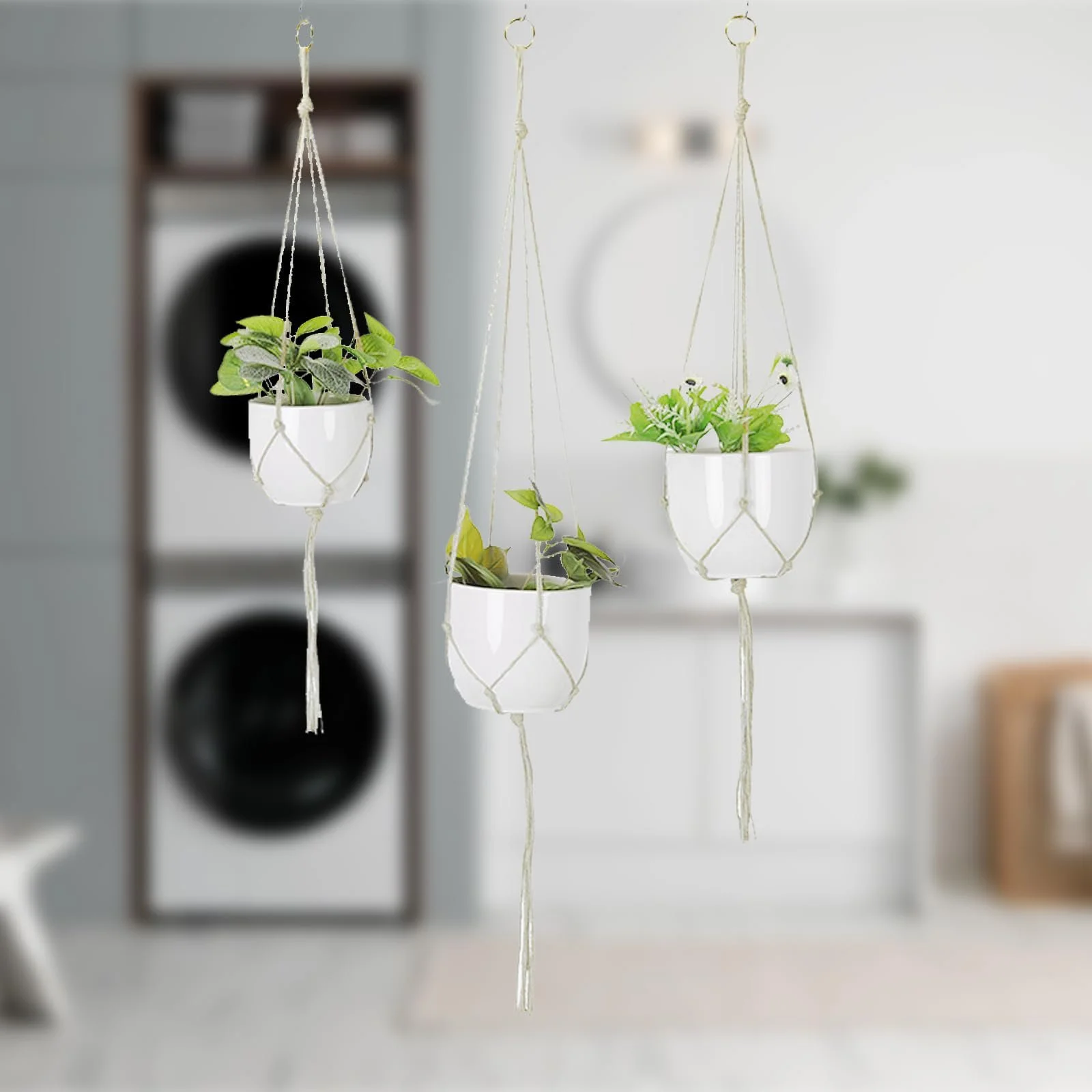 Подвесные кашпо макраме Macrame Hangers набор 6 шт 60 см 80 см 100 см с S-крючками, фото №7