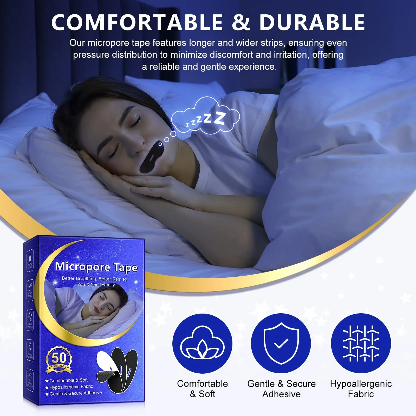 Смужка для рота, Пристрій проти хропіння для зменшення дихання ротом, фото №2 Смужка для рота, Пристрій проти хропіння для зменшення дихання ротом, фото №2