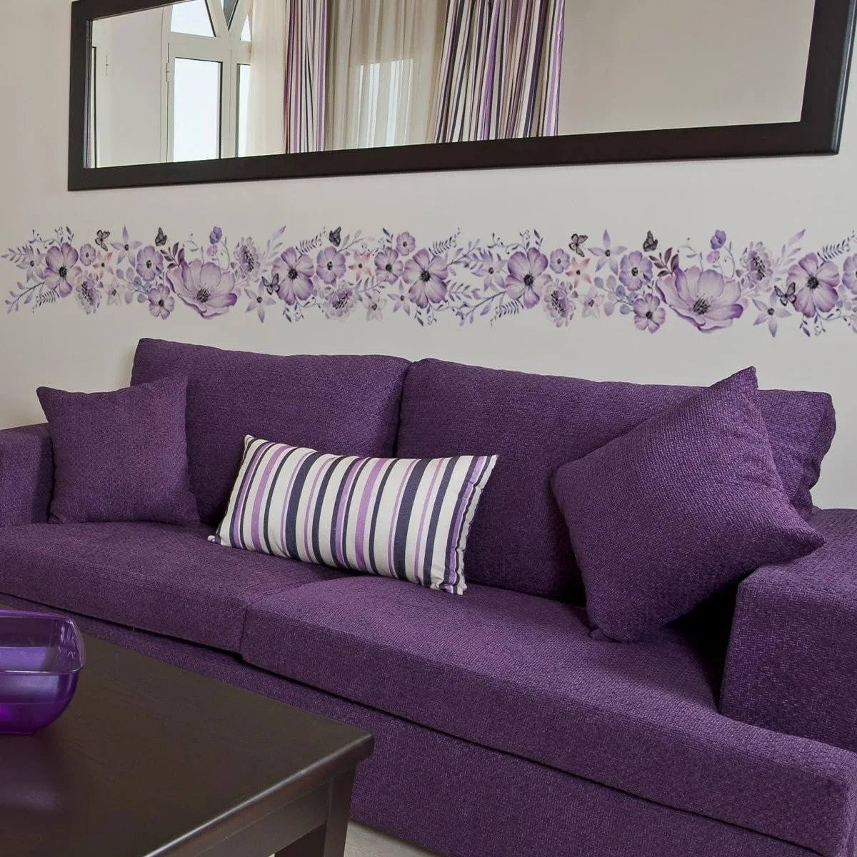 Наклейки на стену Фиолетовые цветы и бабочки 2 шт Фиолетовый, фото №4