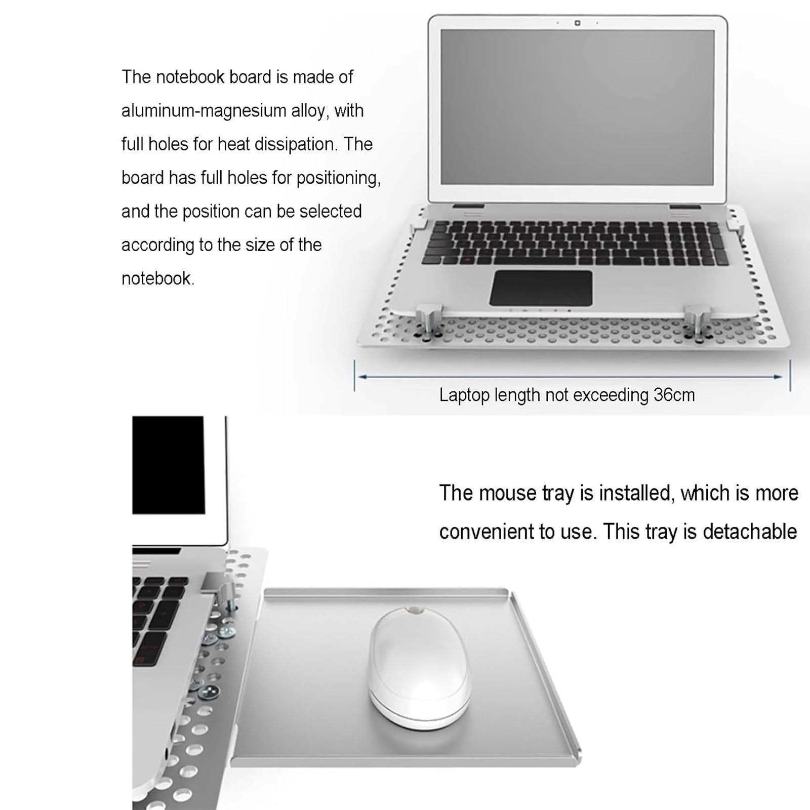Настенное крепление для ноутбука, регулируемый кронштейн для ноутбука с подставкой для мыши, вентилируемая охлаждающая платформа, полная артикуляция движения, подставка для ноутбука, грузоподъемность 8 кг, для офиса, рабочей станции, фото №7