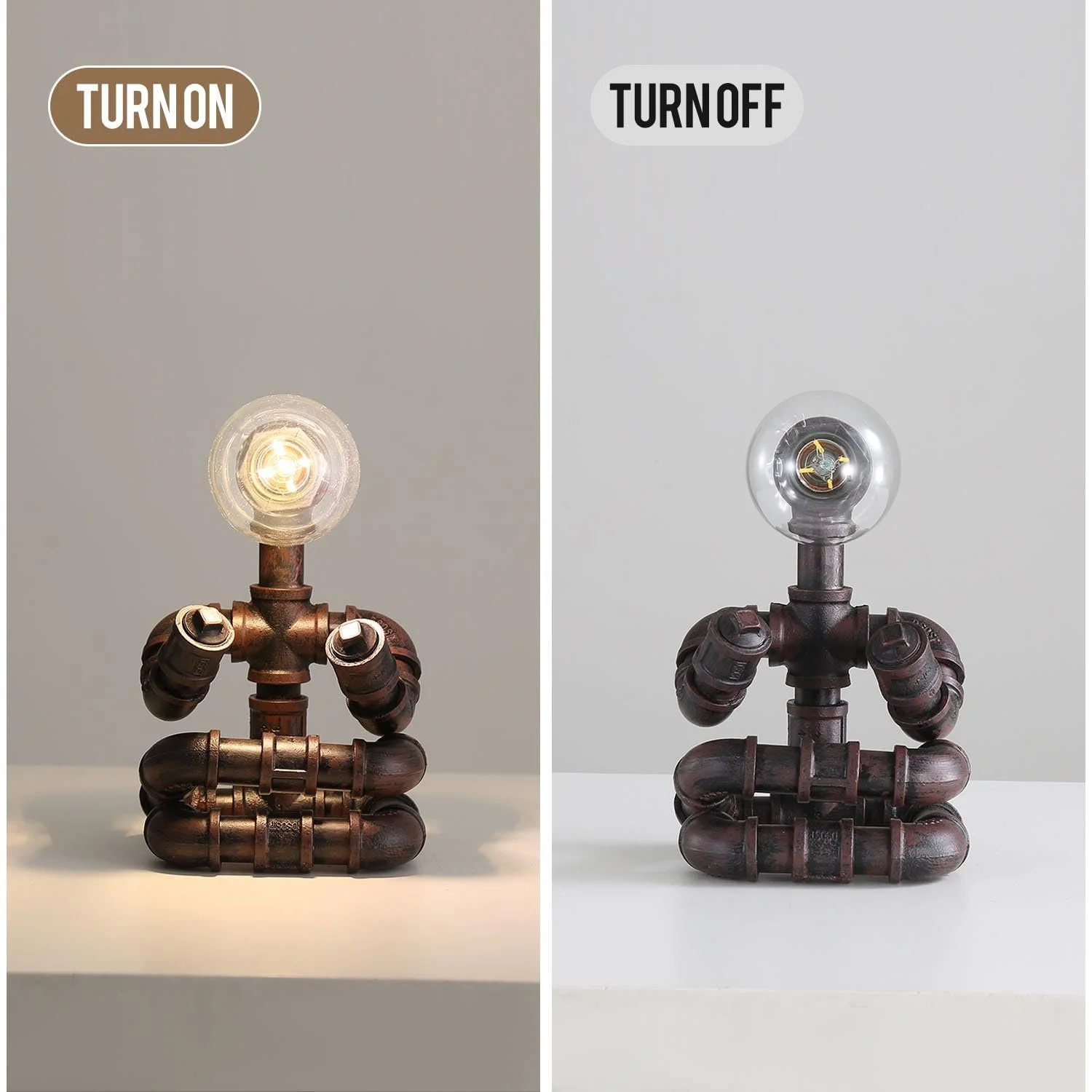 Настільна лампа Steampunk Retro Industrial Water Pipe Robot Металева E27 Yoga, фото №5