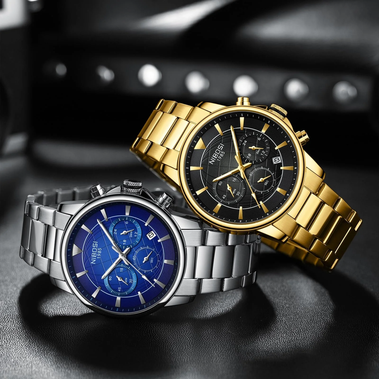 Мужские часы NIBOSI Аналоговые Кварцевые Хронограф Сталь Водонепроницаемые с Люминесцентной Датой, фото №6 Мужские часы NIBOSI Аналоговые Кварцевые Хронограф Сталь Водонепроницаемые с Люминесцентной Датой, фото №6