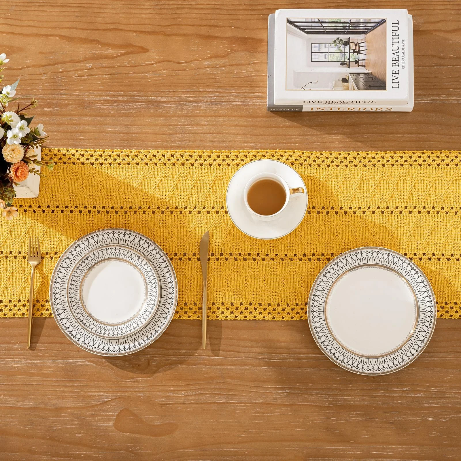 Ранер Serento Macrame Crochet Lace Tassels Cotton Linen 30 x 180 см Yellow, фото №4 Ранер Serento Macrame Crochet Lace Tassels Cotton Linen 30 x 180 см Yellow, фото №4