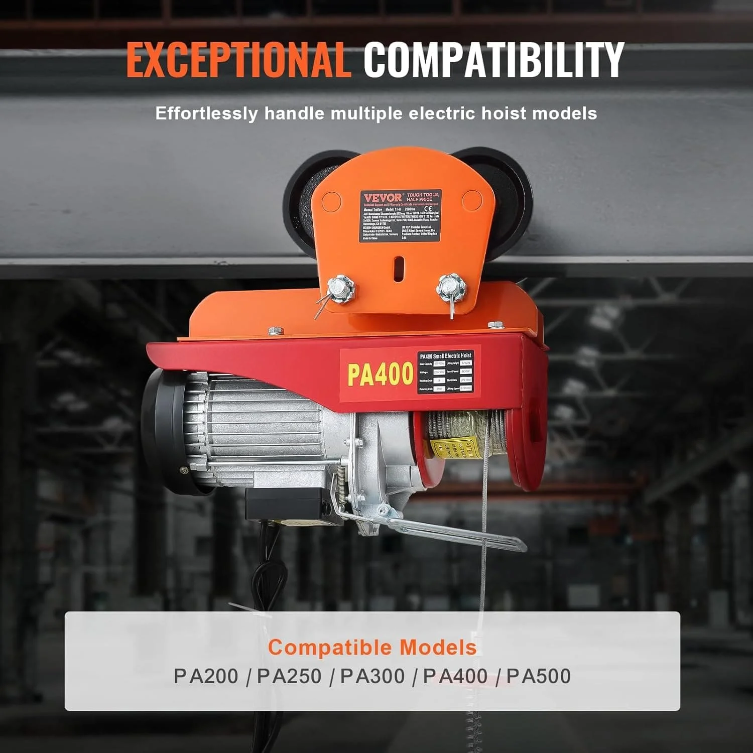 Електричний підйомник VEVOR 1T-H 1T Orange/Black, фото №4 Електричний підйомник VEVOR 1T-H 1T Orange/Black, фото №4