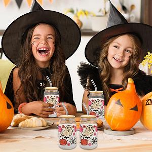Хэллоуин Кружка с крышками и соломинками для детей K6rbis Geist Glas Eiskaffee Tasse 400 мл Scsse Tumbler с крышкой для подростков детей женщин взрослых Eiskaffee Halloween Party synthetic.ua - Фото 1