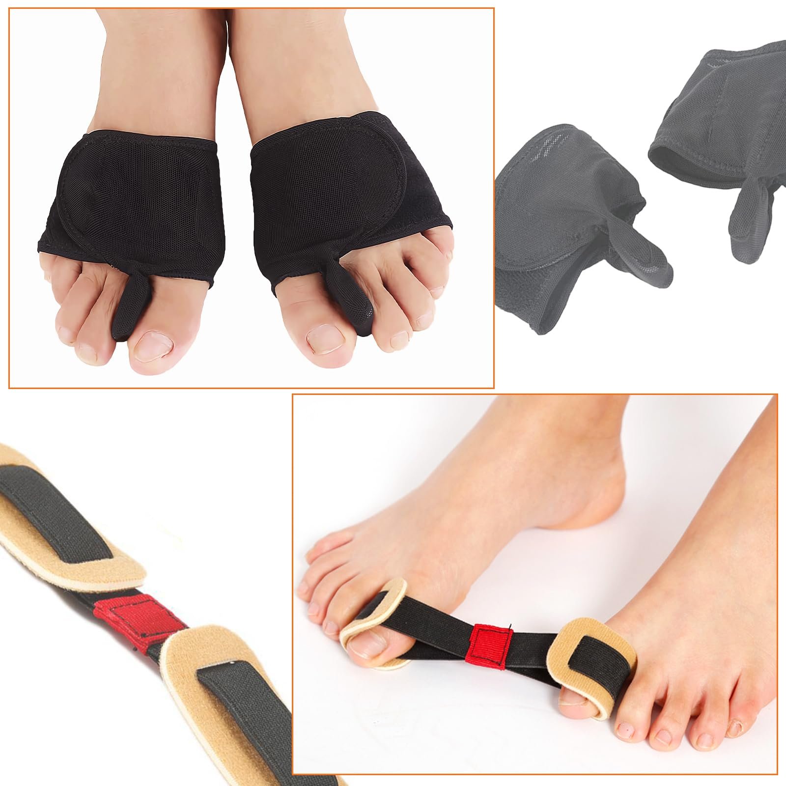 Пов'язка Hallux Valgus 1 пара, Роздільник для пальців ніг Hallux Valgus з 2 шт, фото №4