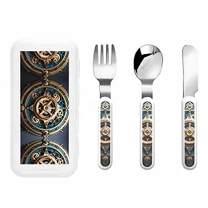 Дитячий набір столових приборів Steampunk Gears, 3 предмети - Фото 1