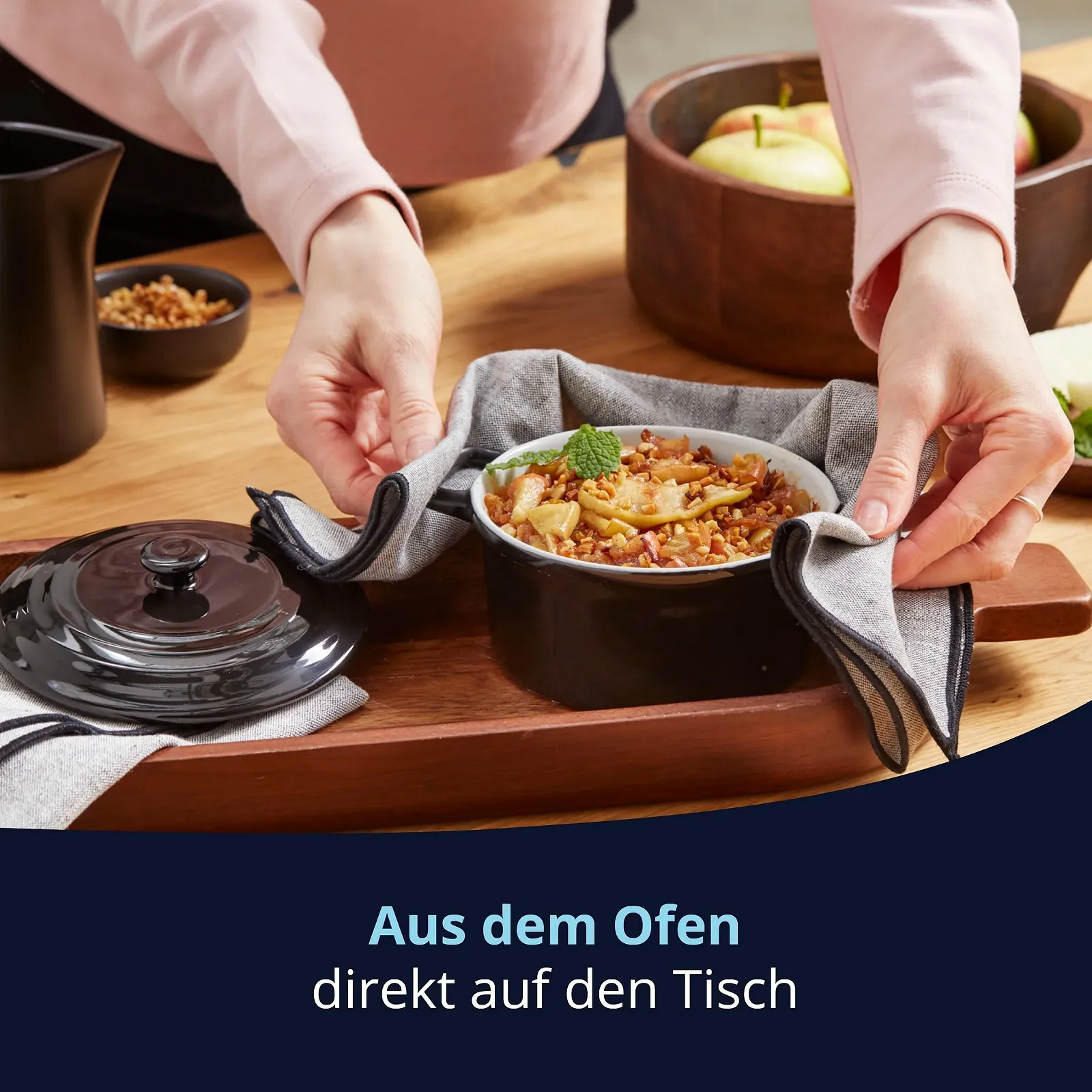 Гусятниця для запікання KHG керамічна кругла з кришкою 0.5 л чорна, фото №3