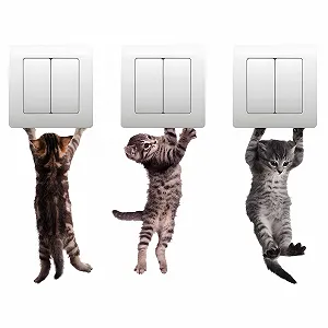 Настінна наклейка 3 кішки, що стрибають Імітація тигрової кішки Знімна - Фото 1