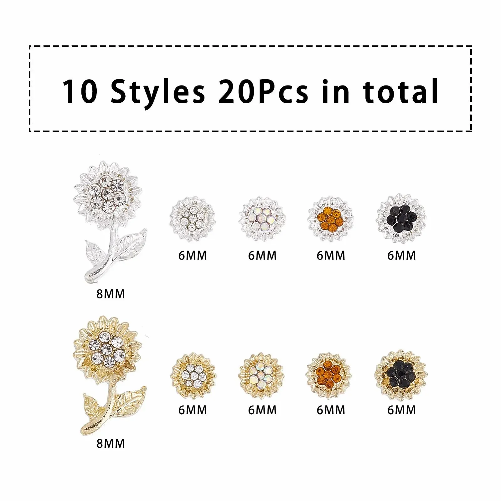 Соняшник NICENEEDED, 3D золотисті сріблясті милі квіткові, фото №2 Соняшник NICENEEDED, 3D золотисті сріблясті милі квіткові, фото №2