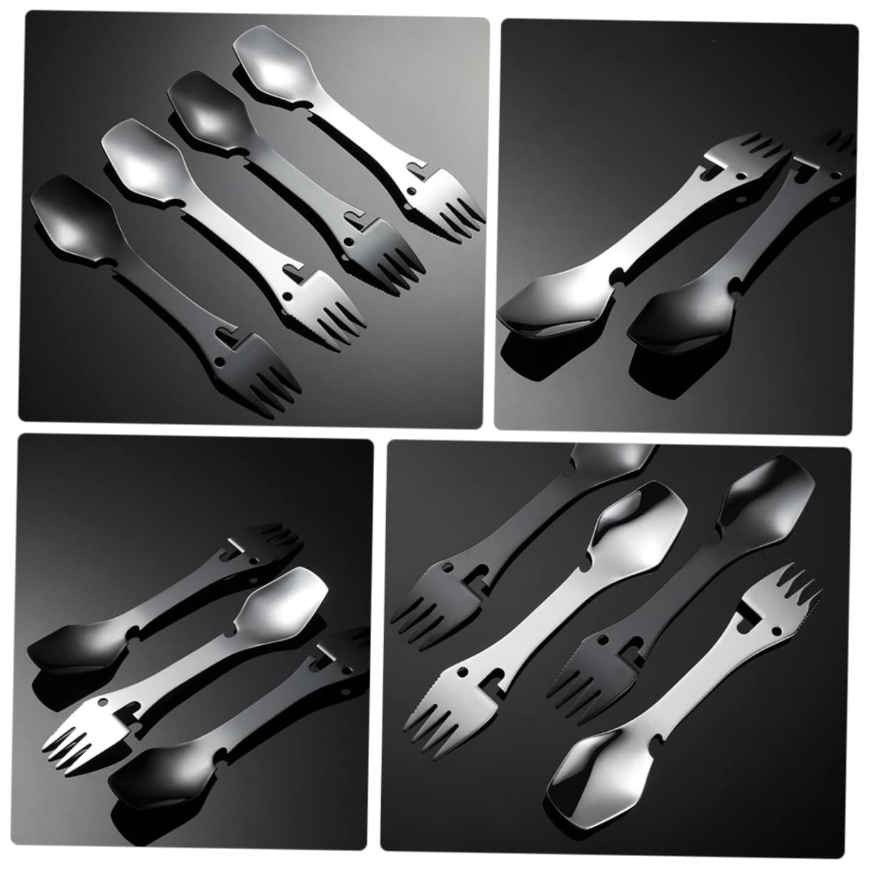 Набір Sosoport Löffel 6 STK Ложка для кемпінгу, Пікніка, Спорк і ніж Кемпінговий посуд із нержавіючої сталі Спорк для кемпінгу, подорожей, з нержавіючої сталі, фото №7