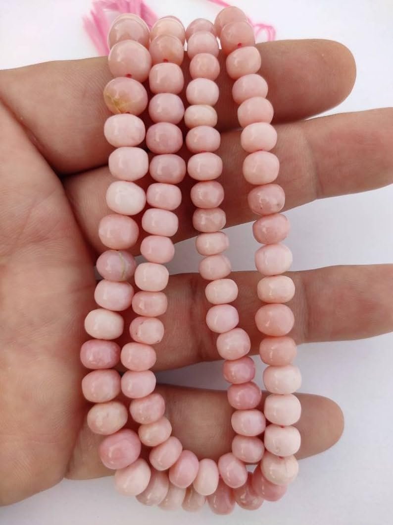 Круглые гладкие бусины Розовый цвет 7-7.5 мм, нить длиной 28 см бусины из драгоценных камней для ожерелья, браслета, фото №1