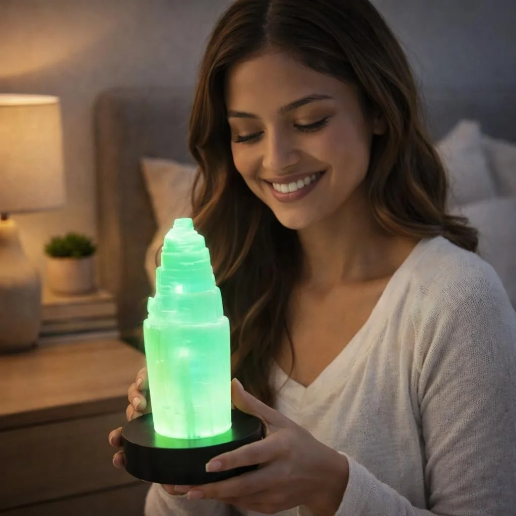 Настільна лампа Selenite Mountain Healing Crystals Stones USB LED 15 см, фото №7