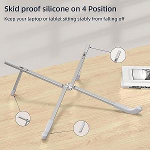 Подставка для ноутбука, подставка для блокнота, держатель для ноутбука, складной, портативный, алюминиевый, серебристый, 23 x 22 x 9 см, держатель для ноутбука для лэптопов, офис synthetic.ua - Фото 1