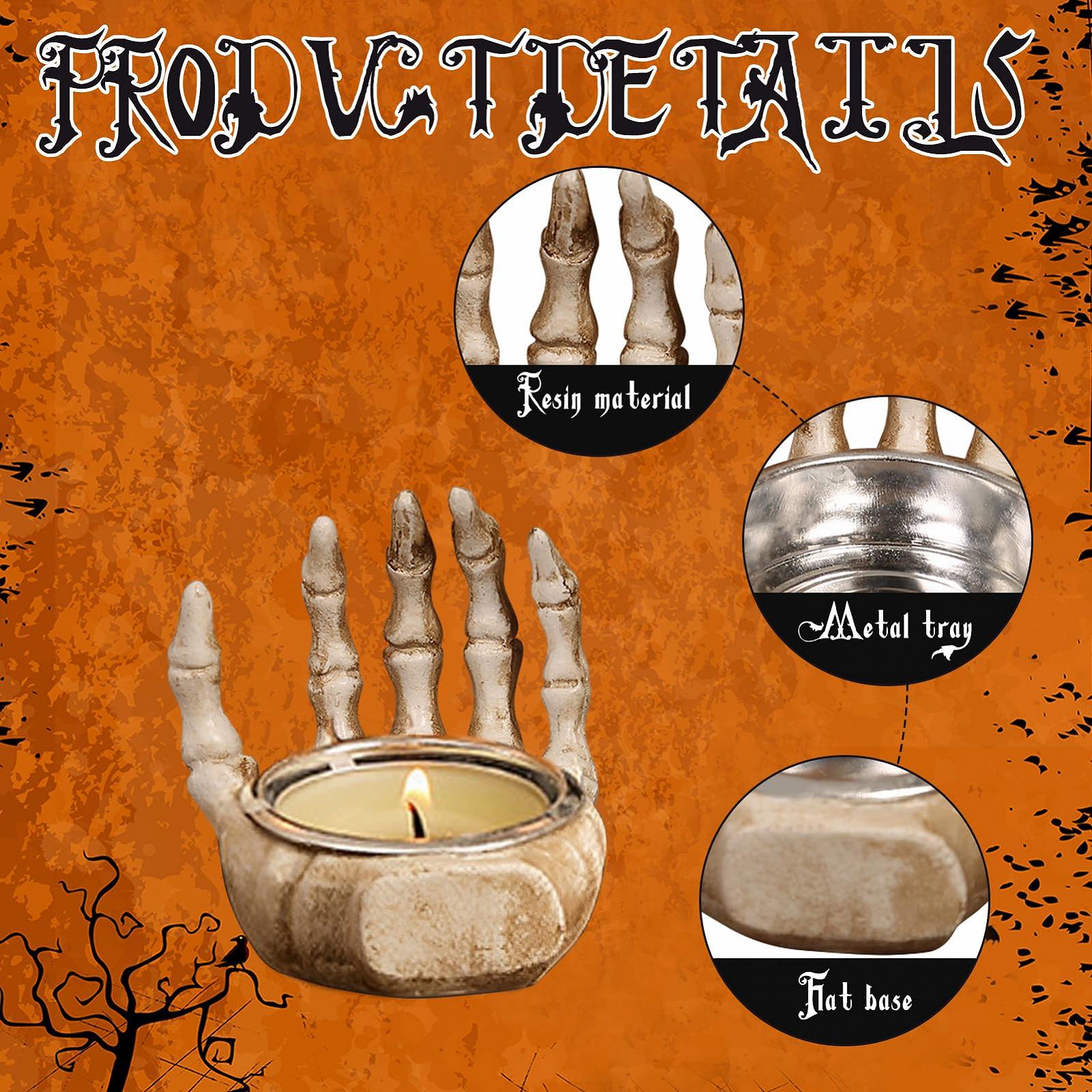 Подсвечник Skeleton Hand Tea Light Gothic Candle Holder Skull Shape Halloween Decoration Tea Light Holder Skeleton Skull Gothic Figure Tea Light Candle Hand, фото №4