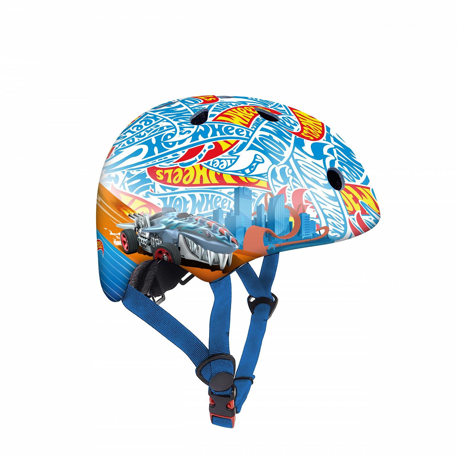Шлем DeQUBE Uni-Kinder Hot Wheels Детский, регулируемый, сверхлегкий, безопасный, прочный, дышащий, от 2 до 7 лет, черный, синий, регулируемый, фото №2