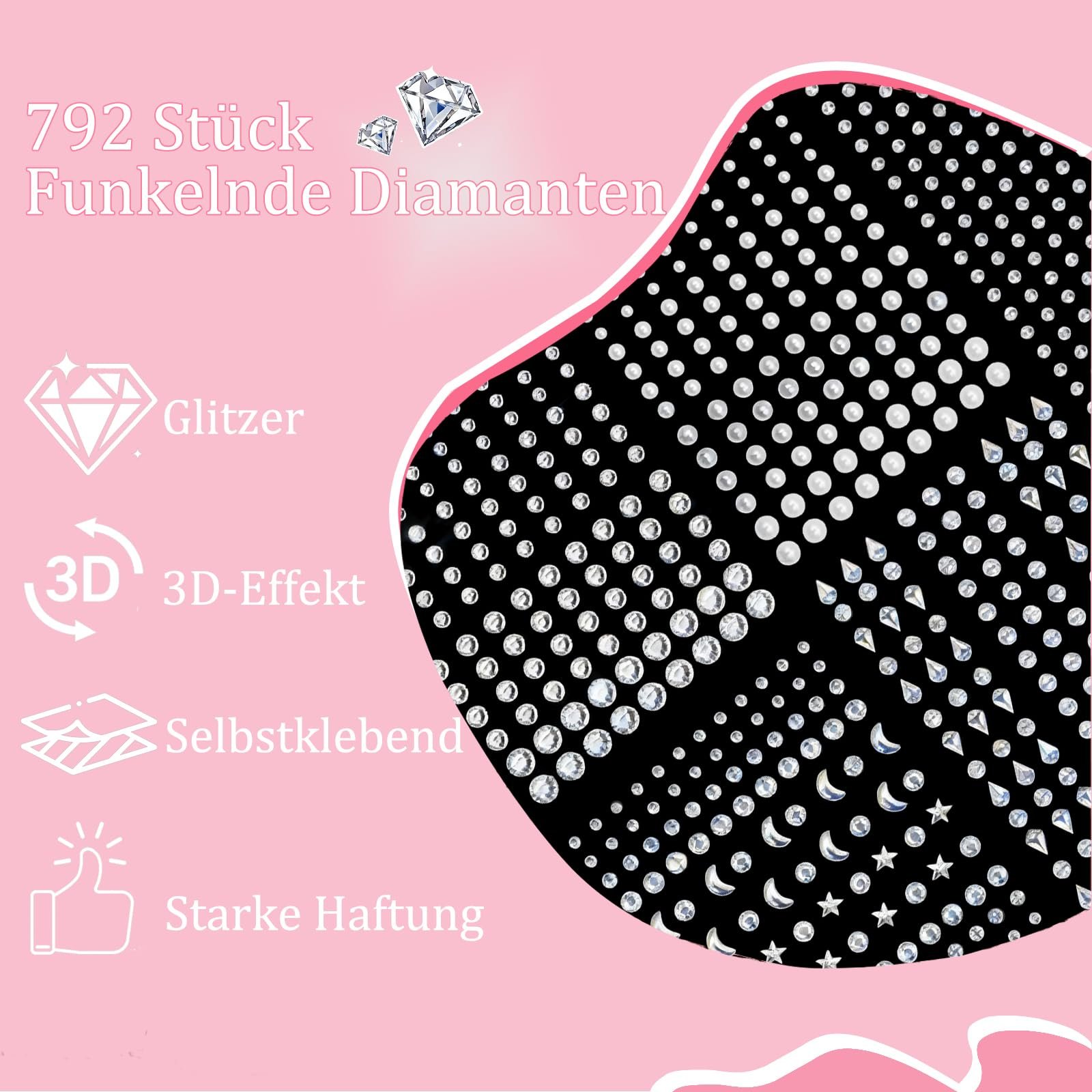 Блестки SPOKKI Камни для лица Блестки для лица Самоклеящиеся 792 шт Стразы Самоклеящиеся бусины для лица Глаза Тело Ногти для фестиваля Карнавал Макияж DIY Хэллоуин Рождественские украшения, фото №3