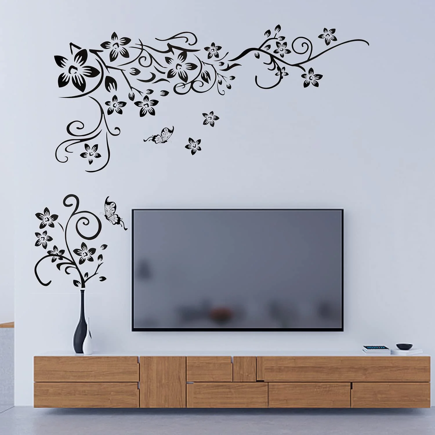 Набір наклейок на стіну Квіти та метелики 2 шт. 25 x 70 см Чорний, фото №6