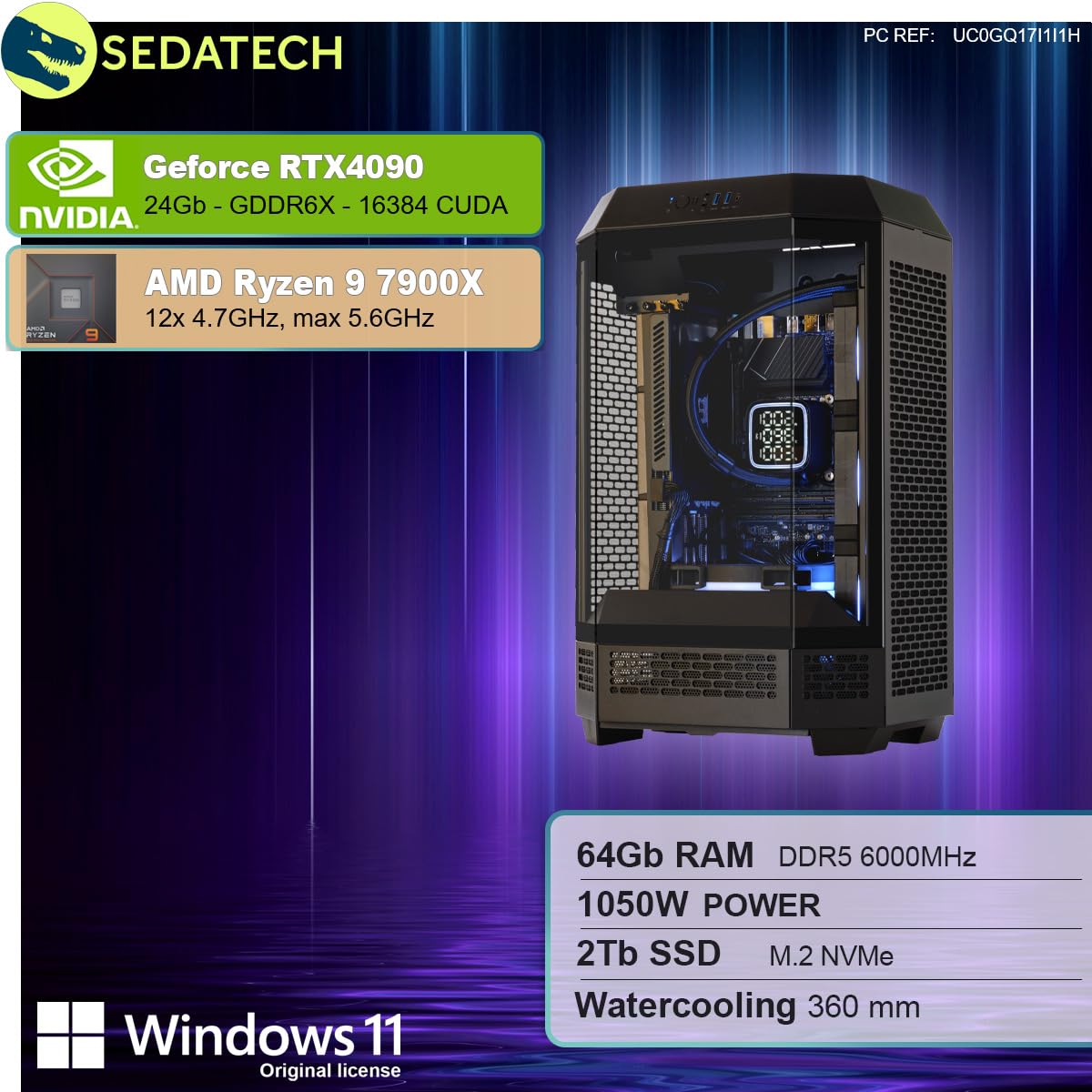ПК Sedatech Pro Gaming AMD Ryzen 9 7900X RTX4090 64GB DDR5 2TB SSD M.2, фото №2