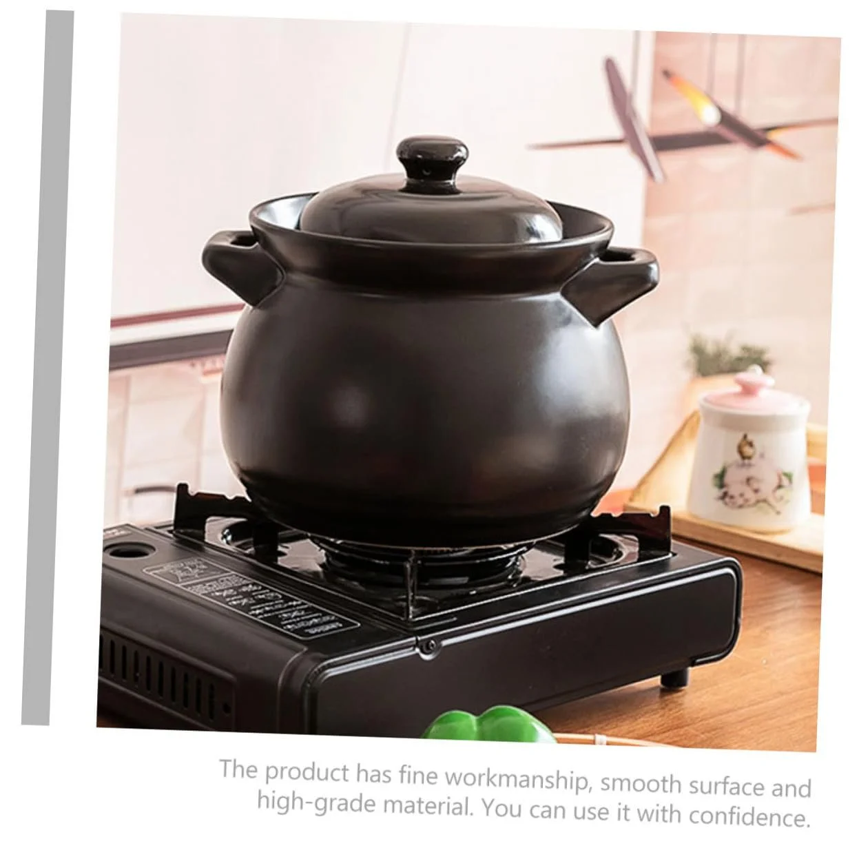 Горшок Toyvian керамический жаростойкий с крышкой черный, фото №9