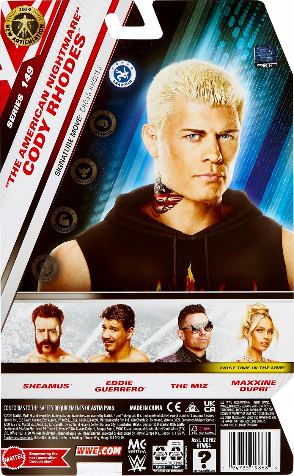 Фигурка Mattel WWE Cody Rhodes, 15 см, с 10 точками артикуляции и реалистичным внешним видом, фото №6