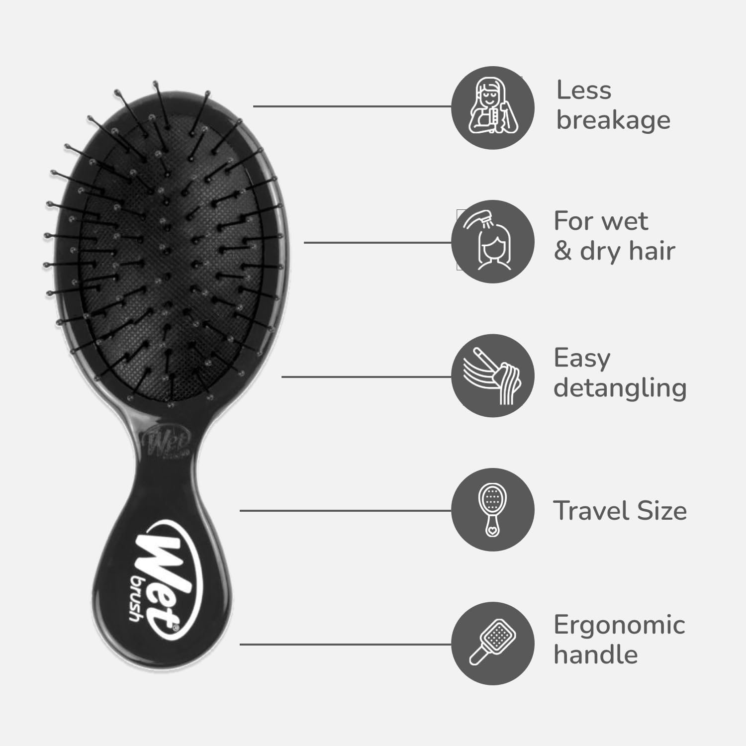 Щітка Wetbrush Mini Detangler Чорний - 70 г, фото №4