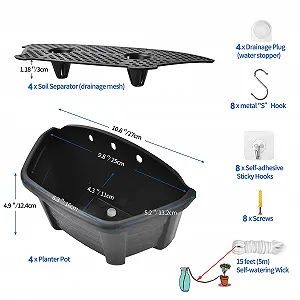 Настенные подвесные кашпо ORIMERC 25 см пластиковые ретро-стиль темно-коричневые 4 шт. synthetic.ua - Фото 1