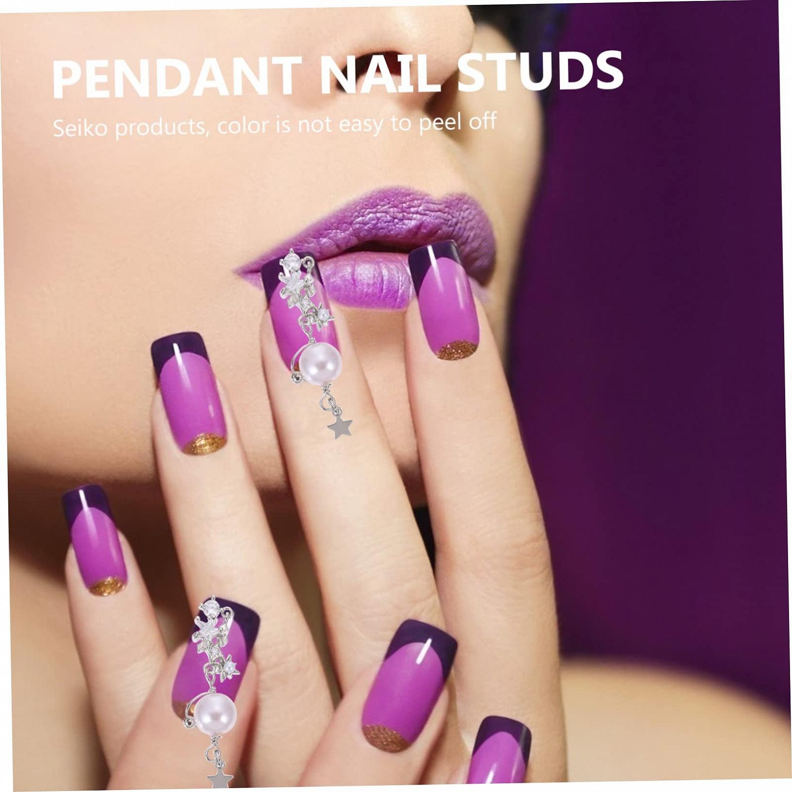 Кольцо-цепочка для ногтей Жемчуг Декор Маникюр Жемчужное ожерелье для ногтей Уникальный блестящий дизайн ногтей, фото №8