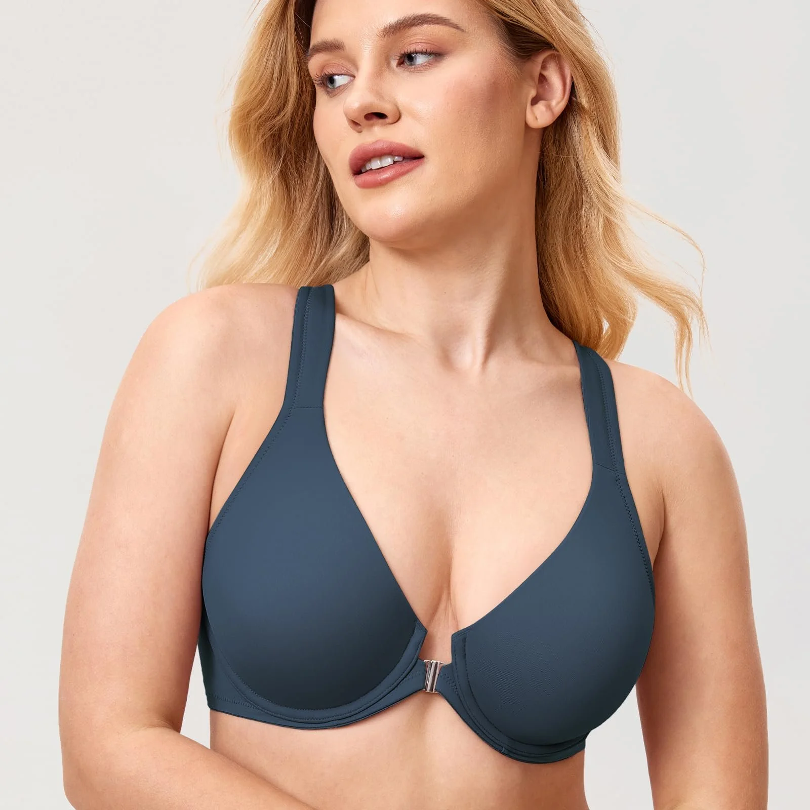 Бюстгальтер Delimira Full-Cup Plunge Racerback із застібкою спереду на кісточках без підкладки, фото №5