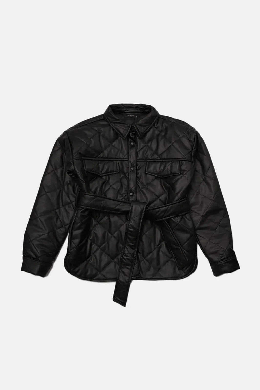 Пальто TRENDYOL Женское Черное Из Искусственной Кожи С Арочной Прострочкой, фото №5 Пальто TRENDYOL Женское Черное Из Искусственной Кожи С Арочной Прострочкой, фото №5