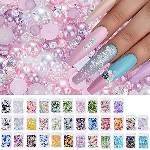 Напівкруглі перлини для нігтів з плоскою задньою стороною synthetic.ua - Фото 1