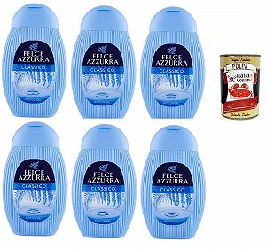 Гель для душу та шампунь Felce Azzurra Classico Енергійний Освіжаючий 6 x 250 мл + Томатна м'якоть 400 г - Фото 1