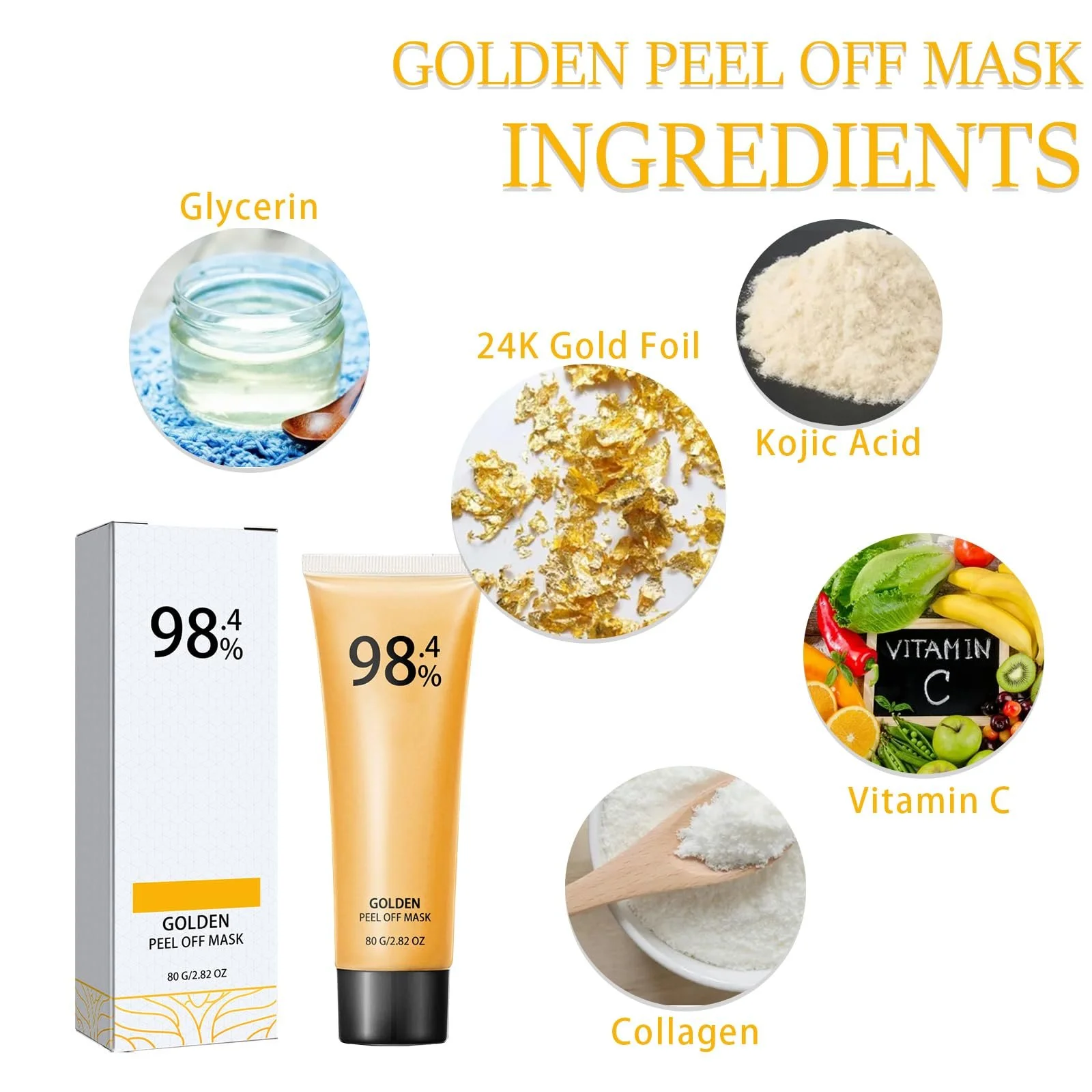 Маска-плівка для обличчя Золота фольга 24 K Gold для зволоження, проти зморшок, очищення та освітлення, фото №7