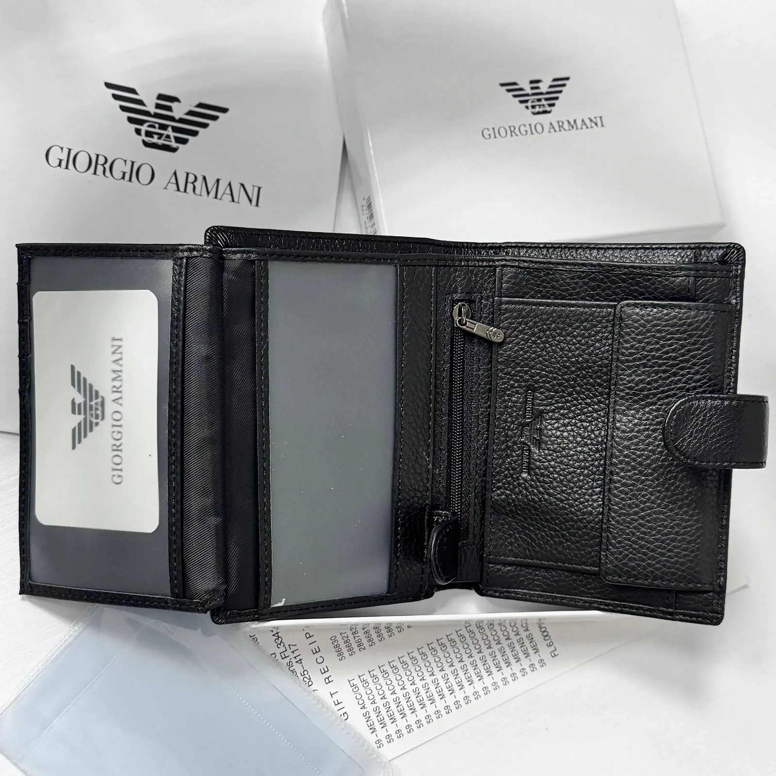 Мужское портмоне вертикальное кожаное Armani, фото №4