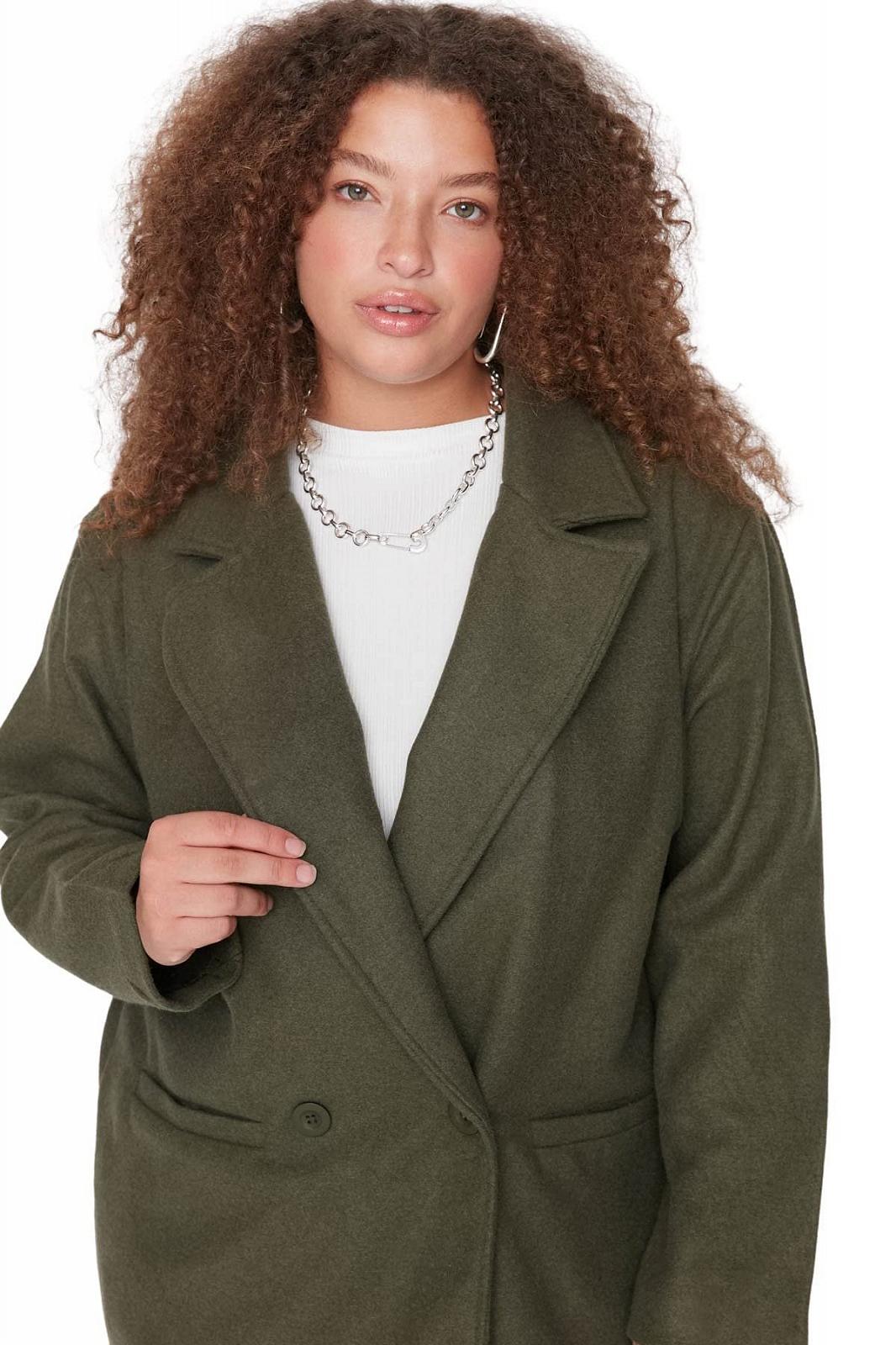 Пальто TRENDYOL Regular Двобортний Однотонний, фото №2 Пальто TRENDYOL Regular Двобортний Однотонний, фото №2