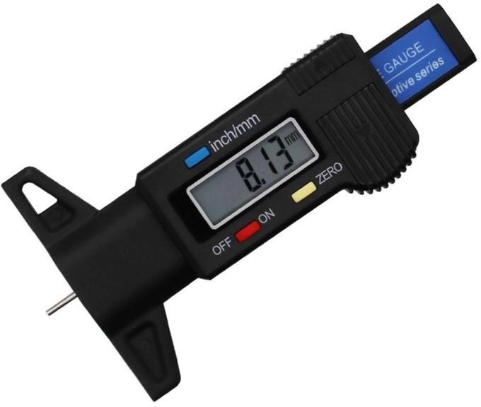 Измеритель глубины протектора шин цифровой с LED-дисплеем Fer черный, фото №1