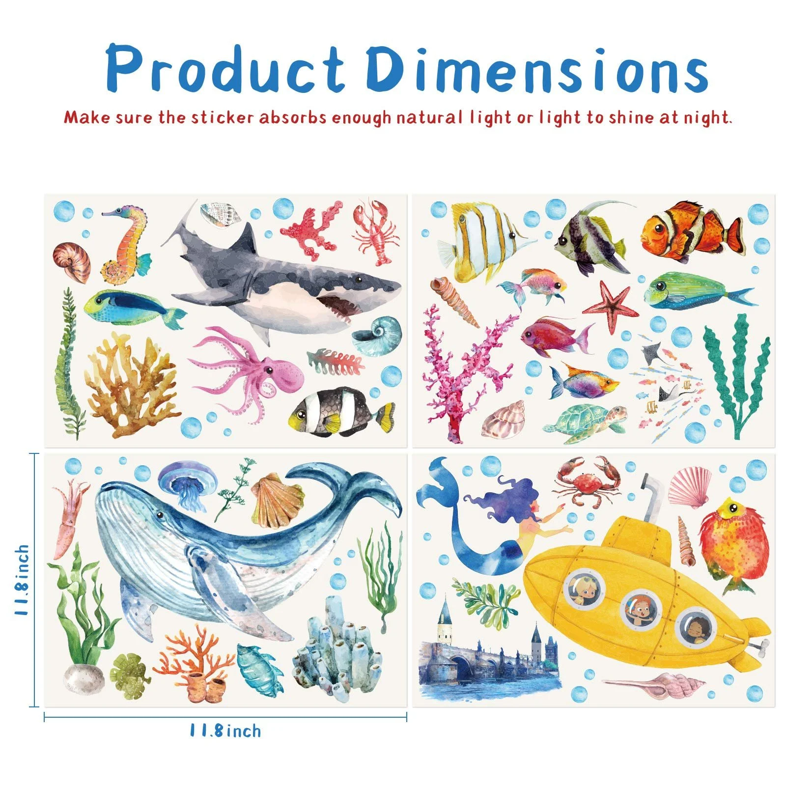 Наклейки на стену Outus Sea World Creature Люминесцентные 63 шт, фото №2
