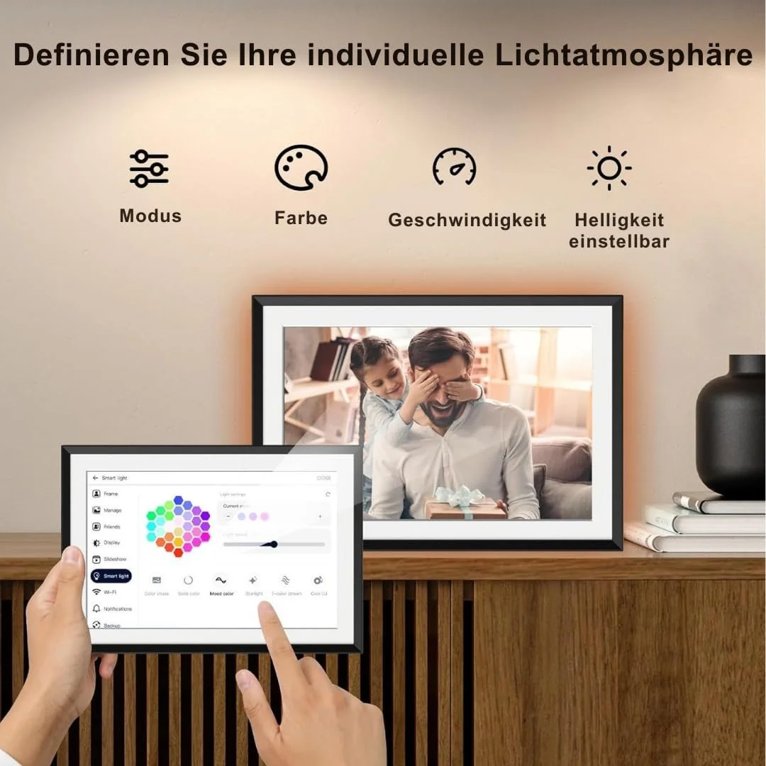 Цифровая фоторамка 10.1 дюйма LED Colours 1280 x 800 HD Touch Screen WiFi 32 GB Auto Rotation App Control, фото №3