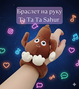 Браслет на руку Та Tа Tа Sahur Italian Brainrot, іграшка для дітей, м'яка іграшка 16 см - Фото 1
