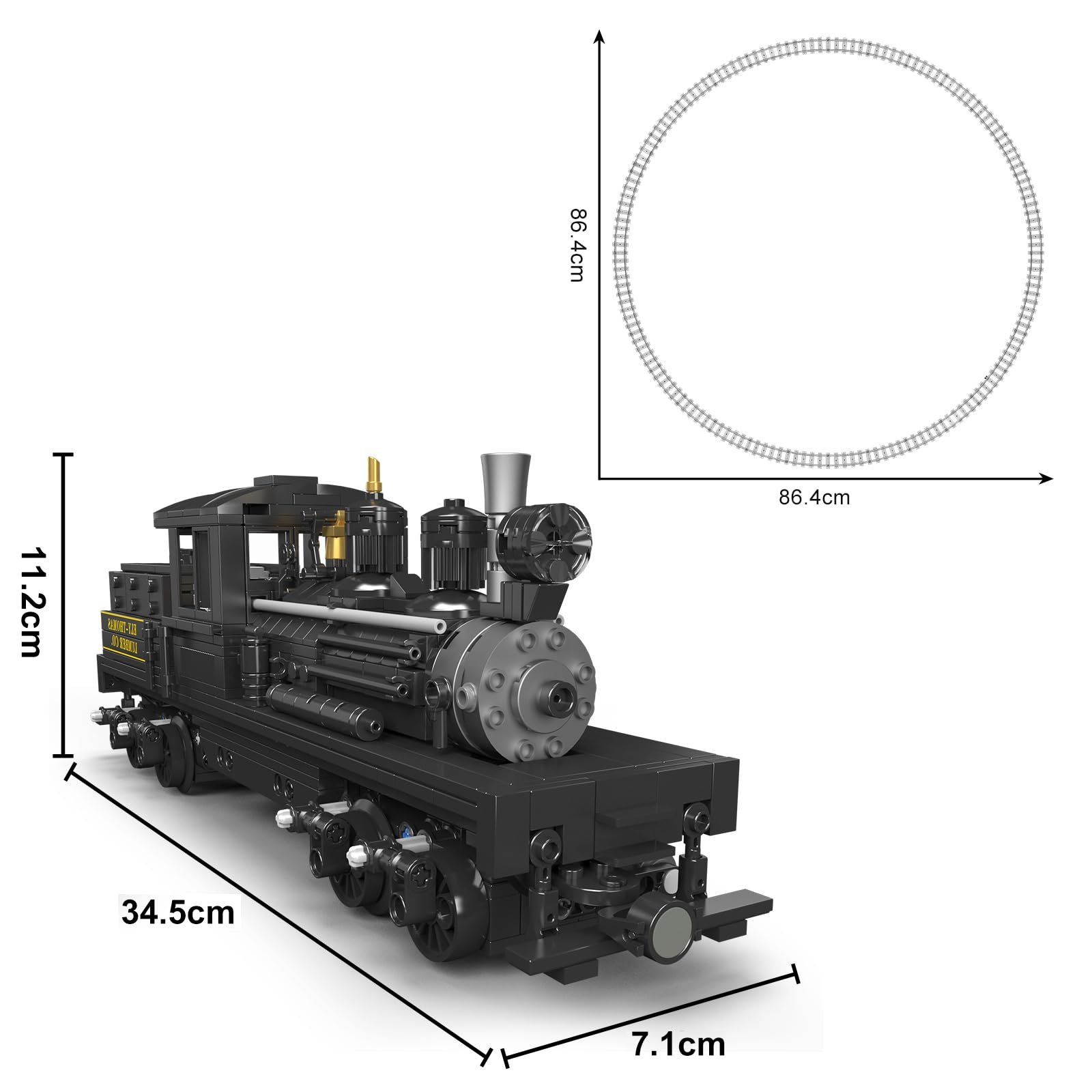 Техника Mould King Technik 12032 Паровоз Shay на дистанционном управлении 880 деталей, фото №2