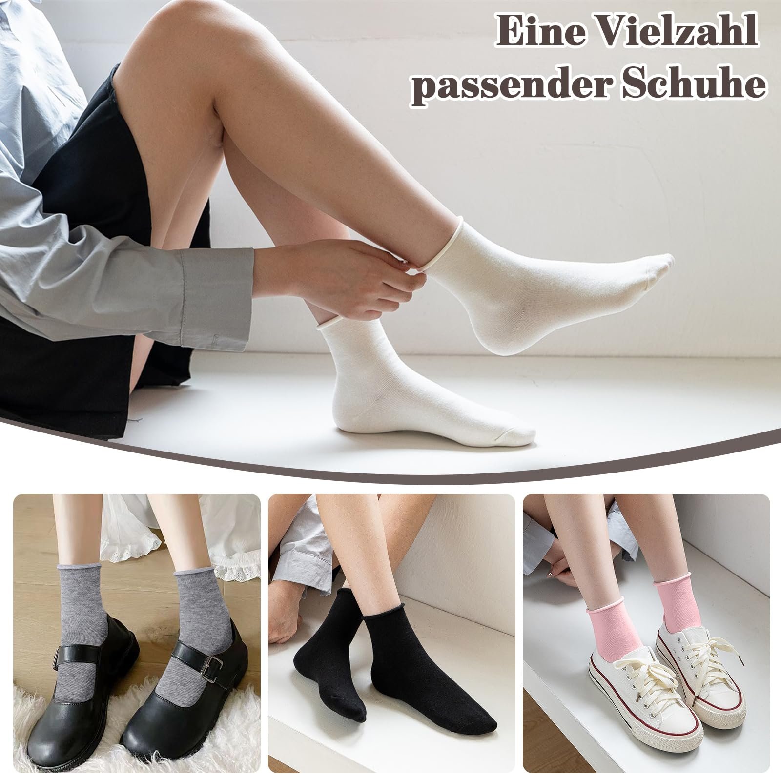 Носки Хлопковые Crimping 6 пар, Размер 35-41, Дышащие Тонкие, Белые, фото №6