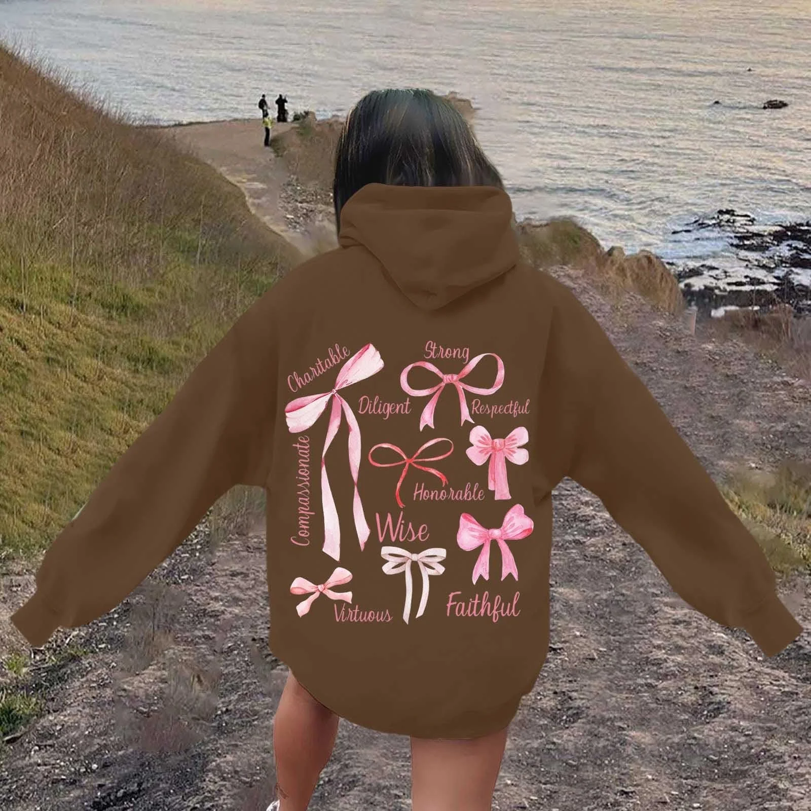 Худи Женская Толстовка с молнией 1/4 Модный Худи Винтажный Капюшон Свитер Куртка с капюшоном Свободный Праздничный Отпуск Вечеринка Футболки, фото №5