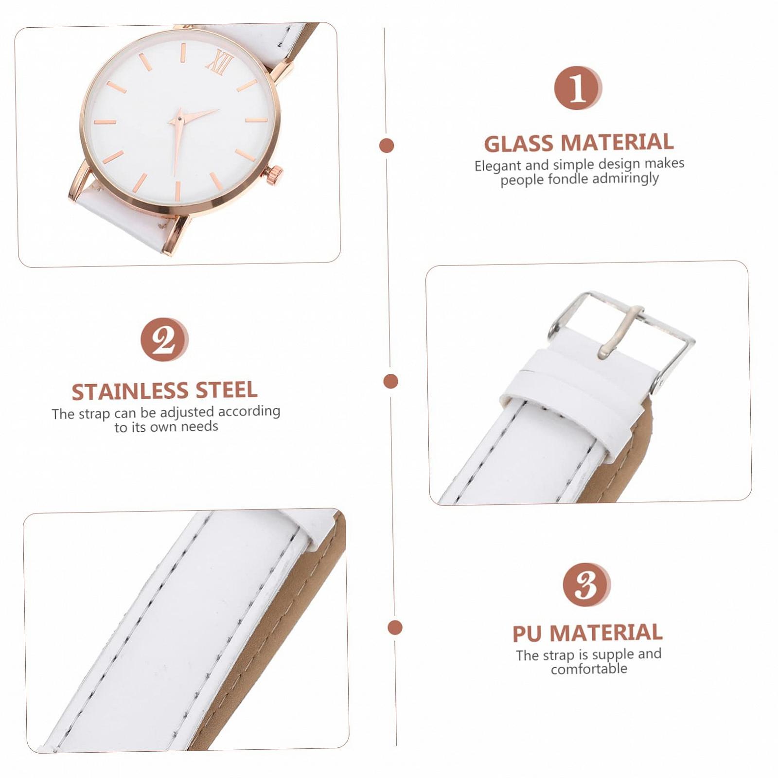 Жіночий Годинник Healvian Аналоговий з Римськими Цифрами Білий Ремінець, фото №7